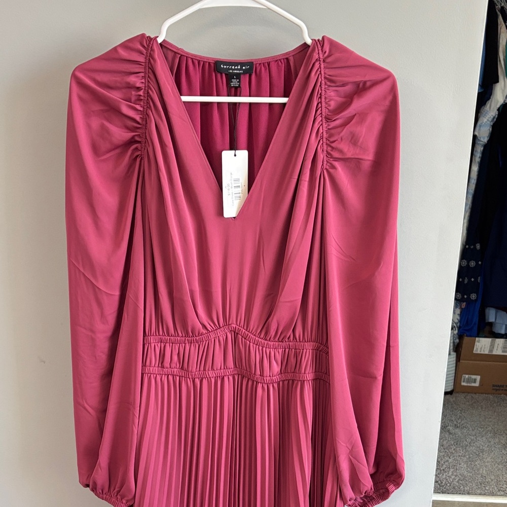 Current Air Long Sleeve Dress in Rose Burgundy